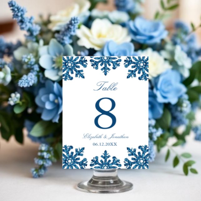 Numeração De Mesa Casamento de Inverno Floco de Neve Azul (Criador carregado)