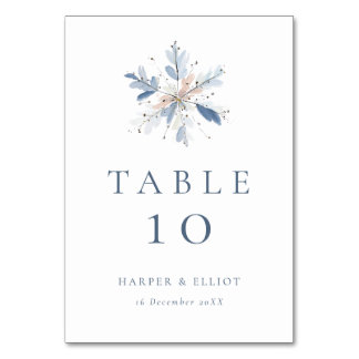 Numeração De Mesa Casamento de Inverno Minimalista com Floco de Neve