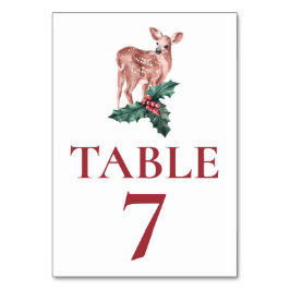 Numeração De Mesa Casamento de Inverno Placa de Mesa Vermelha Cervo