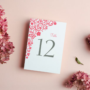 Numeração De Mesa Casamento de Jardim de Borboleta Floral Coral Rosa