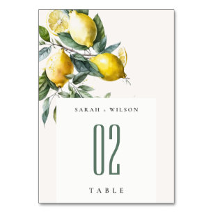 Numeração De Mesa Casamento de Jardim de Limão Amarelo Mínimo Boho R