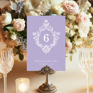 Numeração De Mesa Casamento de lavanda com roxo Elegante da Vintage