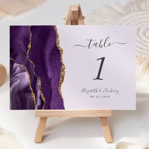 Numeração De Mesa Casamento de Lavanda de Agate Dourado Roxo