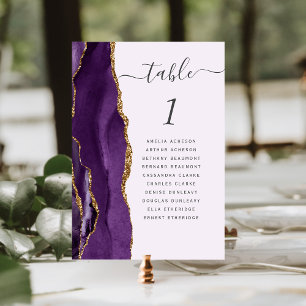 Numeração De Mesa Casamento de Lavanda de Agate Dourado Roxo
