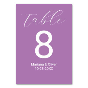 Numeração De Mesa Casamento de Lavanda de Script Elegante