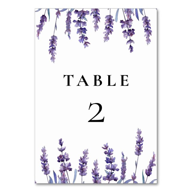 Numeração De Mesa Casamento de lavanda floral elegante (Frente)