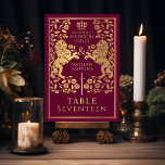 Numeração De Mesa Casamento de Leão Real Medieval Vermelho<br><div class="desc">Celebre seu dia especial com esta design de Casamento Real Medieval do Leão. A design na parte de trás do convite NÃO é uma folha de ouro real. Os itens são impressos exatamente como aparecem na tela quando você adiciona ao carrinho, por isso personalize e adicione cada número de tabela...</div>