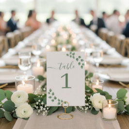 Numeração De Mesa Casamento de licença verde minimalista moderno