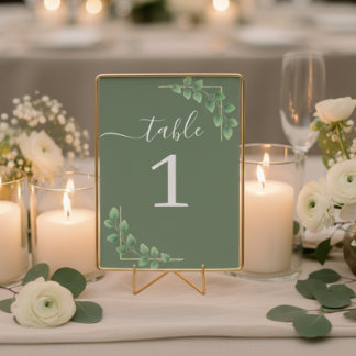 Numeração De Mesa Casamento de licença verde minimalista moderno