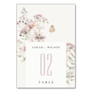 Numeração De Mesa Casamento de Lilac Wildflower Fern Botânico Waterc