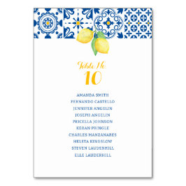 Numeração De Mesa Casamento de limões amarelo-Azulejo do Mediterrâne
