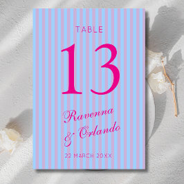 Numeração De Mesa Casamento de Listra Rosa Azul Rosa Retro Rosa Vibr