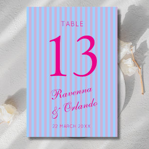 Numeração De Mesa Casamento de Listra Rosa Azul Rosa Retro Rosa Vibr
