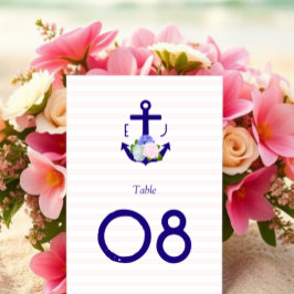 Numeração De Mesa Casamento de Listras Florais Náuticas