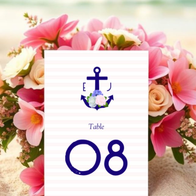 Numeração De Mesa Casamento de Listras Florais Náuticas (Criador carregado)