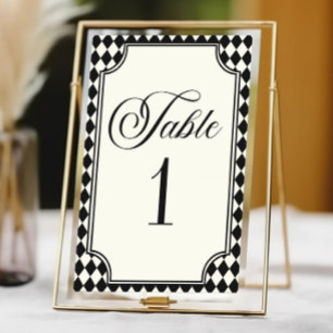 Numeração De Mesa Casamento de Luxo Antigo Preto Marfim Vintage