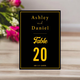 Numeração De Mesa Casamento De Luxo Moderno Dourado E Preto Chic