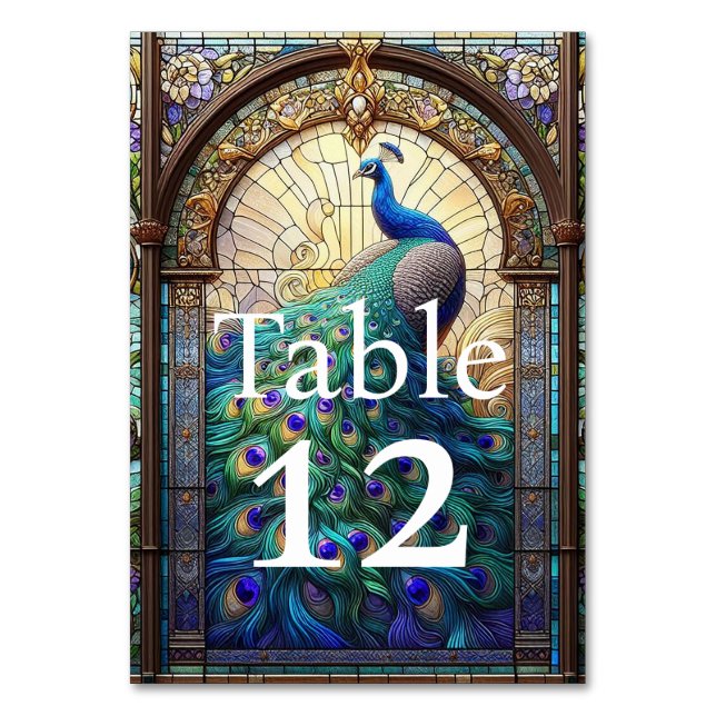 Numeração De Mesa Casamento de Luxo: Números de Mesa com Pavão (Frente)