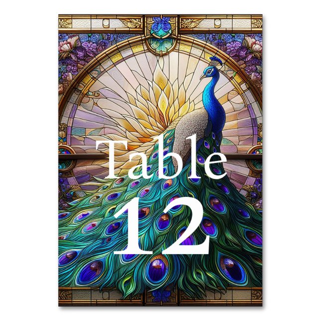 Numeração De Mesa Casamento de Luxo: Números de Mesa com Pavão (Frente)