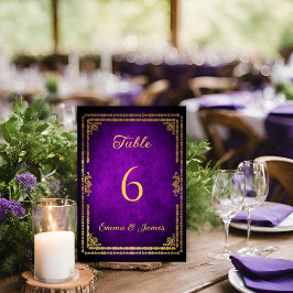 Numeração De Mesa Casamento de Luxo Roxo e Frame Dourado