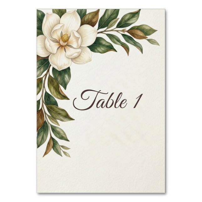 Numeração De Mesa Casamento de Magnólia Marfim Elegante (Frente)