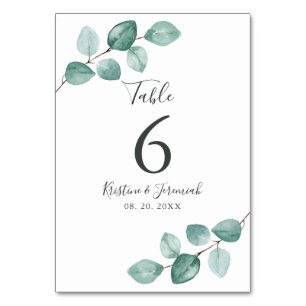 Numeração De Mesa Casamento de Manuscrito Preto de Eucalyptus Waterc