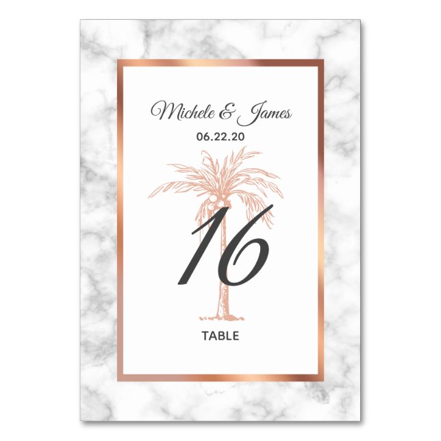 Numeração De Mesa Casamento de Marble da Árvore de Cobre Dourada Ele (Frente)