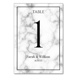 Numeração De Mesa Casamento de Marble de Veia Branca e Prata