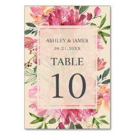 Numeração De Mesa Casamento de Marfim Botânico Floral de Ruby Pink P