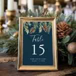 Numeração De Mesa Casamento de Marinho Pine Cone de Água de inverno<br><div class="desc">Adicione um toque personalizado ao seu casamento no inverno com nossos cartões de número da tabela de Casamento Pinecone de Cor da Água do inverno. Os cartões personalizados de números de tabela apresentam uma borda superior de cones de pinheiros castanhos e ramificações de pinheiros verdes com o número da tabela,...</div>