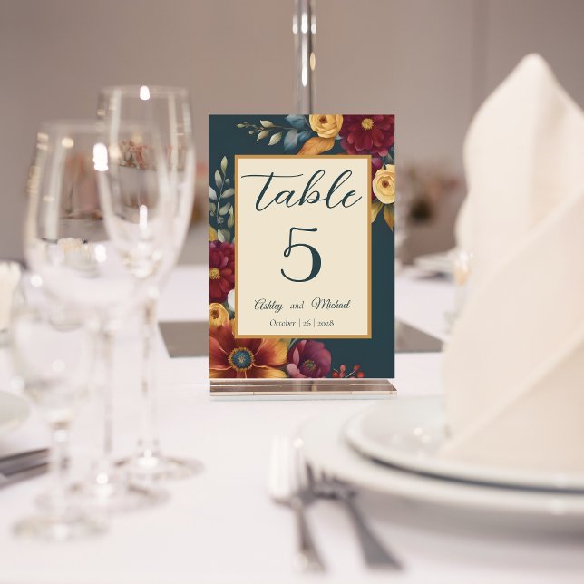 Numeração De Mesa Casamento de marinhos e flores amarelas selvagens (Criador carregado)