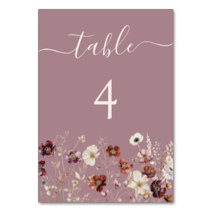 Numeração De Mesa Casamento de Mauve Boho Fall Wildflower