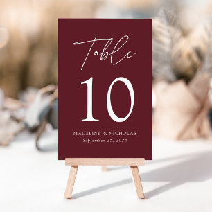 Numeração De Mesa Casamento de Merlot Moderno Minimalista
