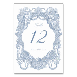 Numeração De Mesa Casamento de Moldura Azul-Barroco Elegante