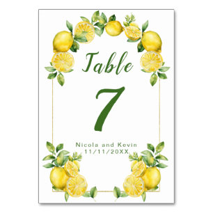 Numeração De Mesa Casamento de Moldura de Lemon Greenery