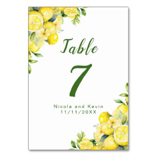 Numeração De Mesa Casamento de Moldura de Lemon Greenery