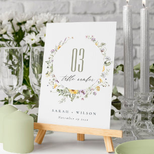 Numeração De Mesa Casamento de Moldura do Círculo Lilac Amarelo