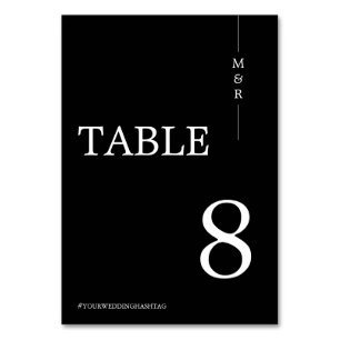 Numeração De Mesa Casamento de Monograma Branco e Preto Moderno