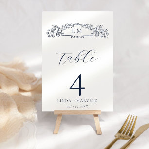 Numeração De Mesa Casamento de monograma da crista botânica do Marin