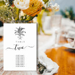 Numeração De Mesa Casamento de Monograma de Árvore Tropical Minimali<br><div class="desc">Um design de casamento de monograma de palmeiras tropicais minimalista. Um simples design que usa um esboço de uma palmeira para criar um elegante monograma clássico. Um charmoso design de praia tropical preto-e-branco com derrames russos e tipografia com script clássico. Uma elegante praia litorânea com o tema design da mesa...</div>