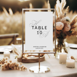 Numeração De Mesa Casamento de Monograma de Letra com Grafia Moderna