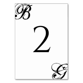 Numeração De Mesa Casamento de Monograma de Script Preto e Branco