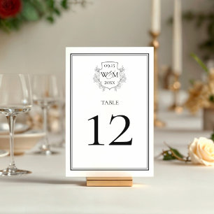 Numeração De Mesa Casamento de Monograma de Vintage Elegante