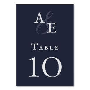 Numeração De Mesa Casamento de Monograma Minimalista Azul-marinho
