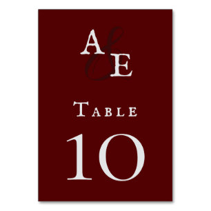 Numeração De Mesa Casamento de Monograma Minimalista Vermelho