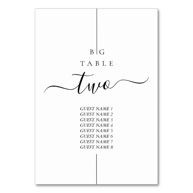 Numeração De Mesa Casamento de Monograma Moderno Minimalista (Frente)