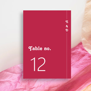 Numeração De Mesa Casamento de Monograma Rosa Quente Brilhante Retro