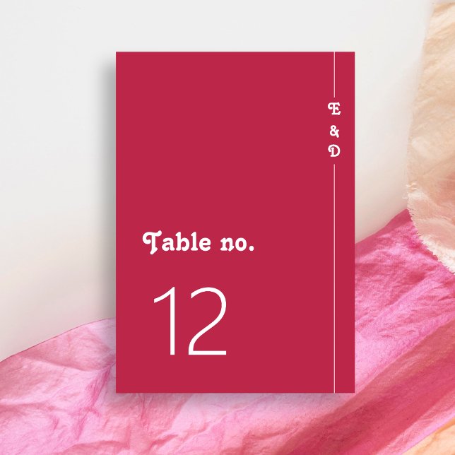 Numeração De Mesa Casamento de Monograma Rosa Quente Brilhante Retro (Criador carregado)