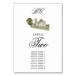 Numeração De Mesa Casamento de Monograma Tradicional com Igreja de C
