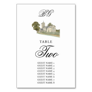 Numeração De Mesa Casamento de Monograma Tradicional com Igreja de C